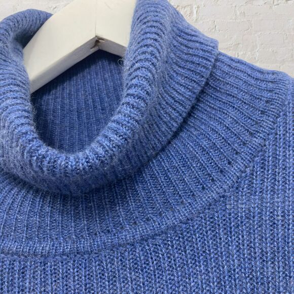 Soft Surroundings Michelle Sweater Dress M Turtleneck Cable Knit Blue Tunic - Picture 6 of 14